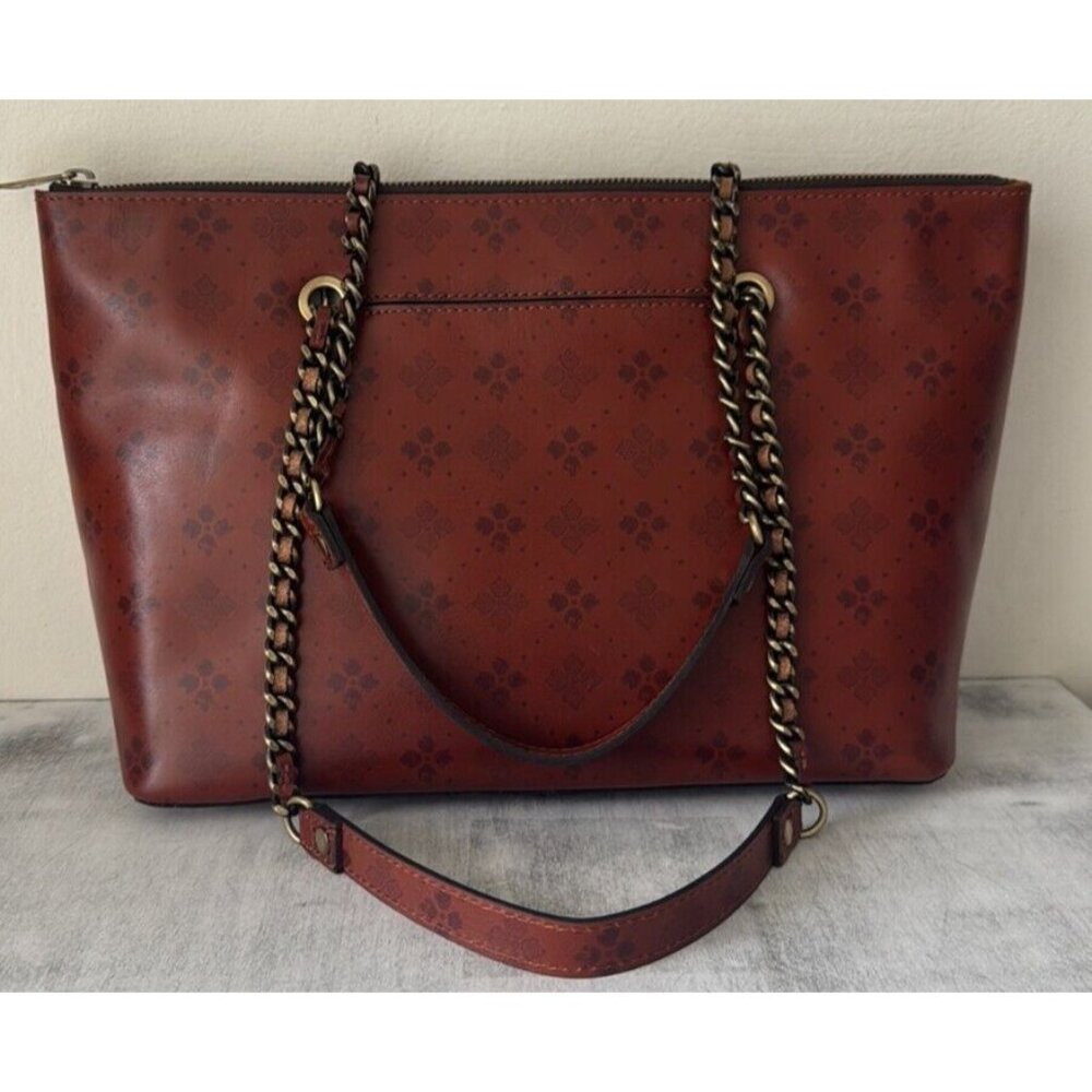 Patricia Nash Belle Tote Signature Print Leather Shoulder Bag Brown Tan NWT - Picture 8 of 16
